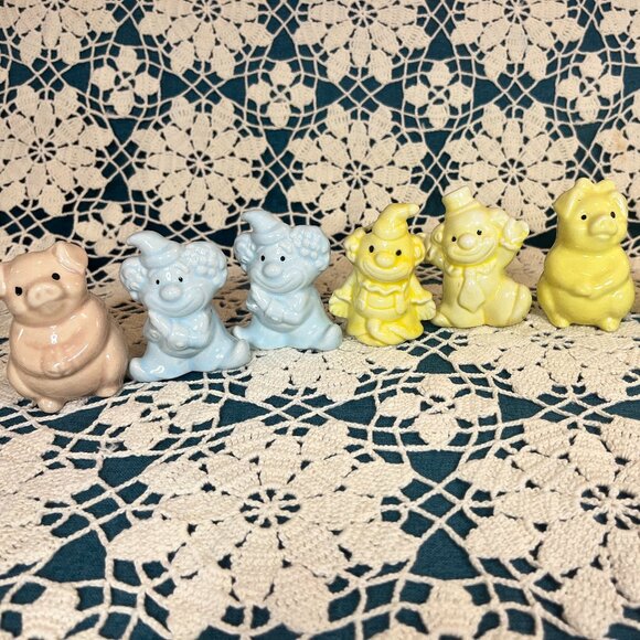 70's Vintage Ceramic Macrame Beads - Ceramic Animals/Teddy Bears Macrame Beads - Picture 1 of 10